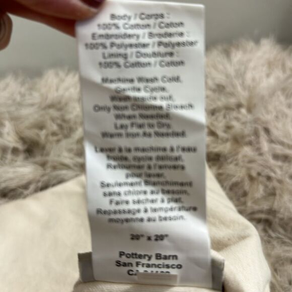 Pottery Barn Cora Medallion Embroidered Pillow Cover 20”x 20” Neutral Tones - Picture 6 of 17
